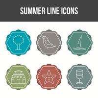 conjunto de ícones de vetor de linha de verão exclusivo