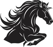 cavalo-vapor dentro arte Preto vetor representação do corrida cavalos varrido pelo vento beleza monocromático vetor arte a comemorar eqüino elegância