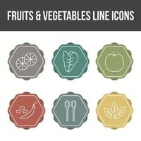 frutas e vegetais conjunto de ícones de linha de vetor