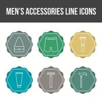 conjunto de ícones de vetor de acessórios masculinos