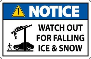 aviso prévio placa Assistir Fora para queda gelo e neve vetor