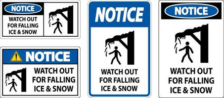 aviso prévio placa Assistir Fora para queda gelo e neve vetor