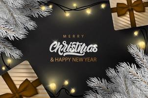 banner de feliz natal com letras de texto vetor