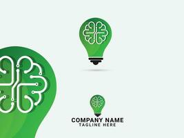 cérebro idéia logotipo Projeto. ideia. lâmpada logotipo com cérebro. negócios. cérebro vetor. humano. Ciência. moderno. lâmpada vetor. finança. luz vetor