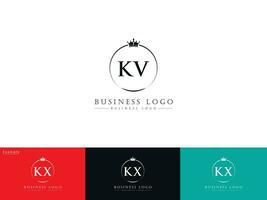 monograma luxo círculo kv coroa logotipo ícone, minimalista kv logotipo carta vetor arte para seu o negócio