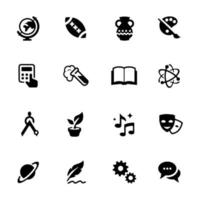 conjunto simples de ícones vetoriais relacionados à disciplina escolar