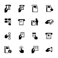 conjunto simples de ícones de vetor relacionados a terminais de quiosque