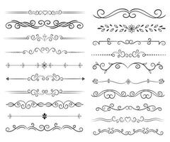 página divisor e Projeto elementos. conjunto do vários simples Preto divisor projeto, sortido divisor coleção modelo vetor. coleção do floral divisores elementos mega decoração para caligrafia. vetor