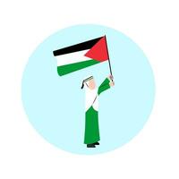 hijab mulher segurando Palestina bandeira vetor