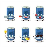baga refrigerante desenho animado personagem com vários tipos do o negócio emoticons vetor