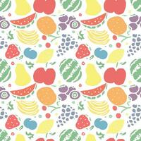 padrão de frutas sem costura. fundo de doodle com ícones de frutas. fundo de frutas vetor