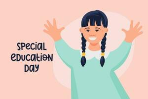 especial Educação dia. Educação para criança com baixa síndrome vetor