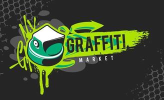 banner de graffiti com tampa de tinta spray vetor