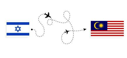 voar e viagem a partir de Israel para Malásia de passageiro avião viagem conceito vetor
