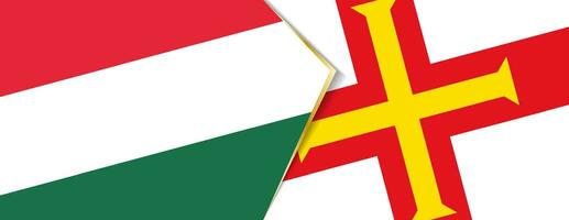 Hungria e Guernsey bandeiras, dois vetor bandeiras.