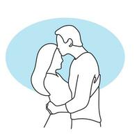 homem se beijando mulher em testa ilustração vetor mão desenhado isolado em branco fundo
