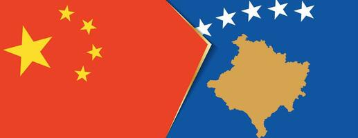 China e Kosovo bandeiras, dois vetor bandeiras.