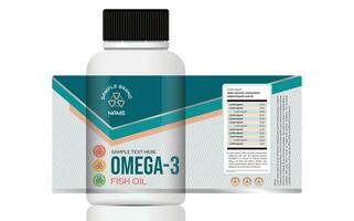 ômega-3 peixe óleo nutrição suplemento rótulo projeto, multivitamínico suplementos rótulo Projeto proteína rótulo Projeto vetor