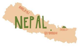 mapa do Nepal. político mapa do Nepal com capital Katmandu marcado. internacional fronteiras estão mostrando. vetor ilustração, plano estilo.