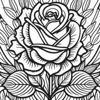 rosa flor clipart Preto branco imagens. mão desenhado rosas. esboço rosa flores com folhas vetor