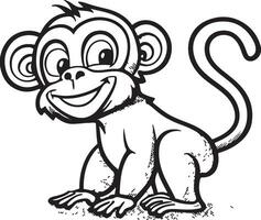 macaco desenho animado personagens isolado em branco fundo. ilustração para crianças. coloração livro. coloração página. vetor
