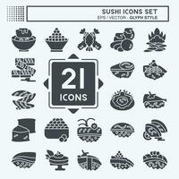 ícone conjunto Sushi. relacionado para japonês Comida símbolo. glifo estilo. simples Projeto editável. simples ilustração vetor