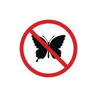 não insetos ícone placa símbolo isolado em branco fundo. borboleta proibição ícone vetor