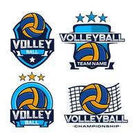 conjunto do voleibol equipe logotipo distintivo. vetor