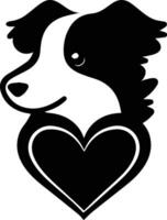 animais de estimação com corações logotipo dentro animal clínica conceito dentro plano linha arte estilo vetor