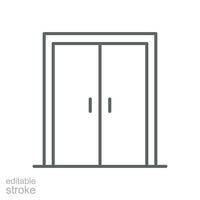 Duplo portas ícone. simples esboço estilo. porta, fechar, digitar, saída, Entrada, frente, entrada, casa, casa interior conceito. fino linha símbolo. vetor ilustração isolado. editável AVC.