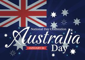 feliz Austrália dia vetor ilustração em 26 janeiro com mapa e australiano bandeira para bandeira ou poster dentro plano desenho animado fundo Projeto