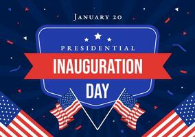 EUA presidencial inauguração dia vetor ilustração janeiro 20 com capitólio construção Washington dc e americano bandeira dentro fundo Projeto