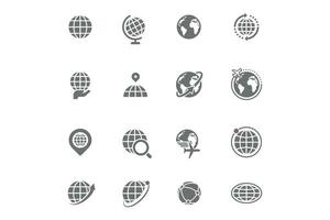 simples conjunto do globo relacionado esboço ícones. elementos para Móvel conceito e rede apps vetor
