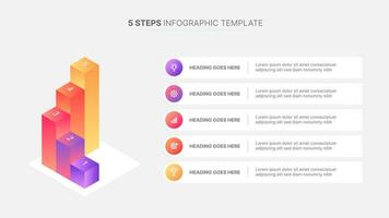 o negócio crescimento sucesso infográfico gráfico modelo com 5 passos vetor