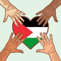 ficar de pé dentro solidariedade com Palestina vetor