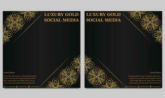 luxo dourado floral social meios de comunicação postar modelo vetor
