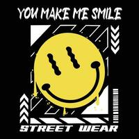 grafite sorrir emoticon rua vestem ilustração com slogan você faço mim sorrir vetor
