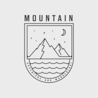 montanha emblema linha arte logotipo simples vetor ilustração modelo ícone gráfico crachá Projeto