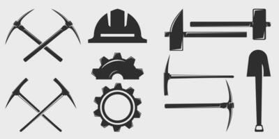 conjunto do isolado mineração vintage logotipo ícone vetor ilustração modelo gráfico Projeto