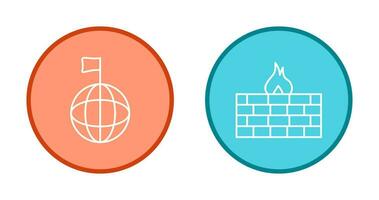 global sinal e firewall ícone vetor