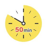 50. minutos em cronômetro ícone dentro plano estilo. relógio face cronômetro vetor ilustração em isolado fundo. contagem regressiva placa o negócio conceito.