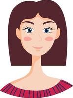 mulher de cabelos castanhos em estilo cartoon. retrato. avatar de mídia social. vetor