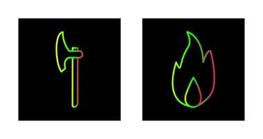 Machado e fogo ícone vetor