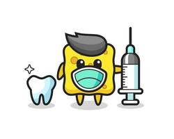 personagem mascote da esponja como dentista vetor