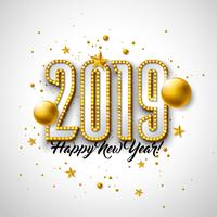 Ilustração de feliz ano novo de 2019 vetor