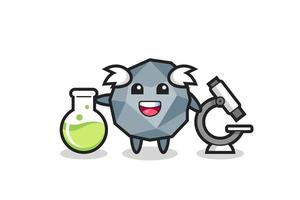 personagem mascote da pedra como um cientista vetor