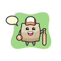 personagem de desenho animado de saco como um jogador de beisebol vetor