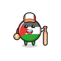 personagem de desenho animado do distintivo da bandeira da Palestina como jogador de beisebol vetor