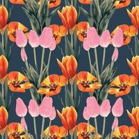 flores de tulipa floral padrão sem emenda abstrato backgground vintage. vetor