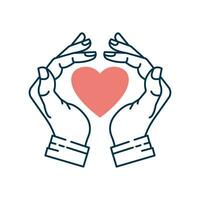 mãos criando ou formatação coração símbolo. caridade organização. vetor ilustração.